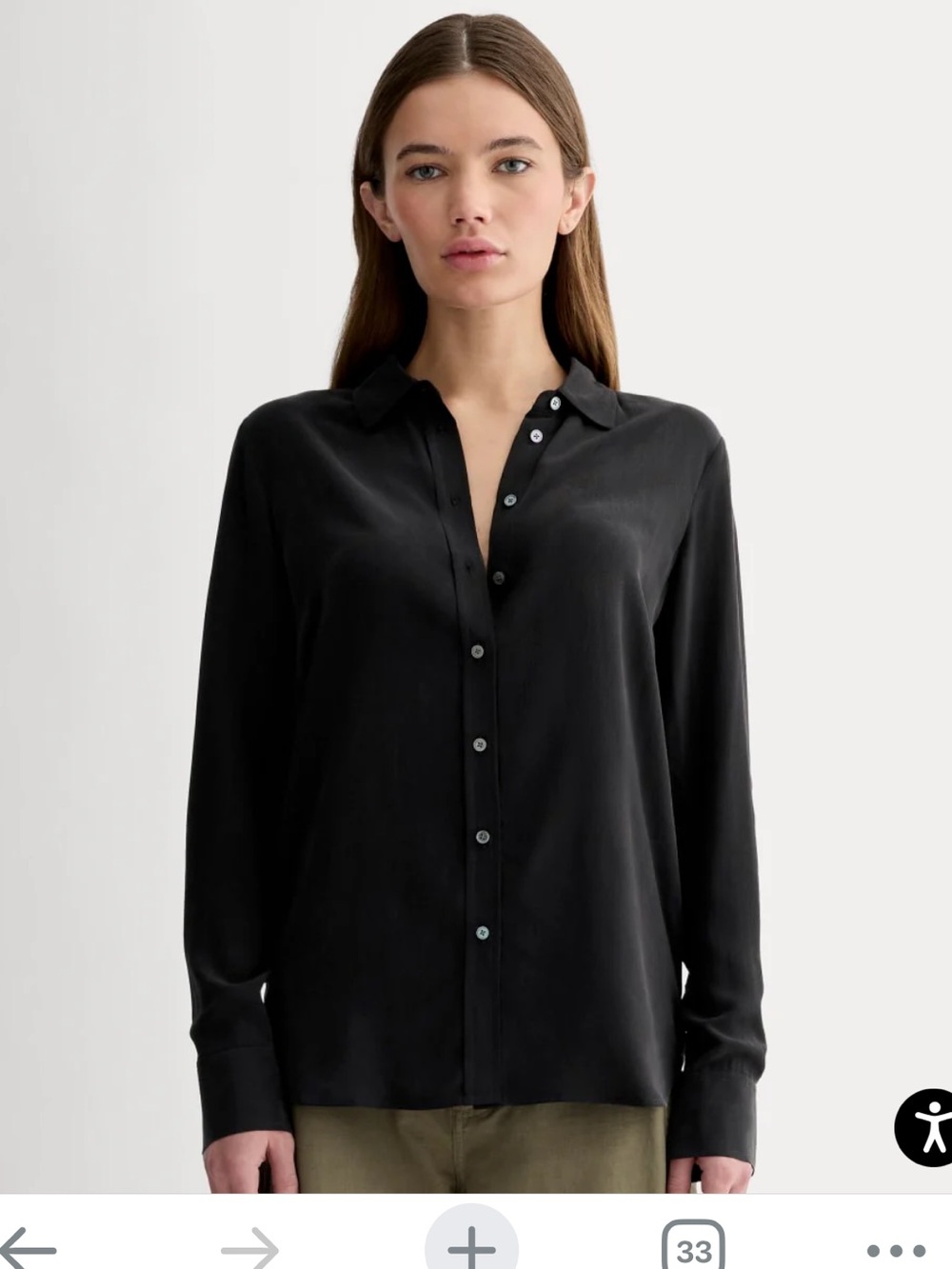 Everlane xxs silk must have shirt in black